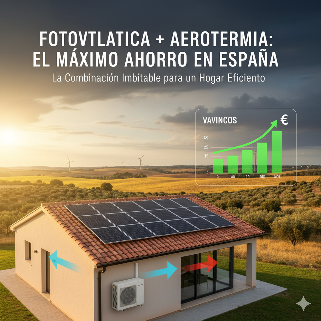Combinación de energía solar fotovoltaica y aerotermia